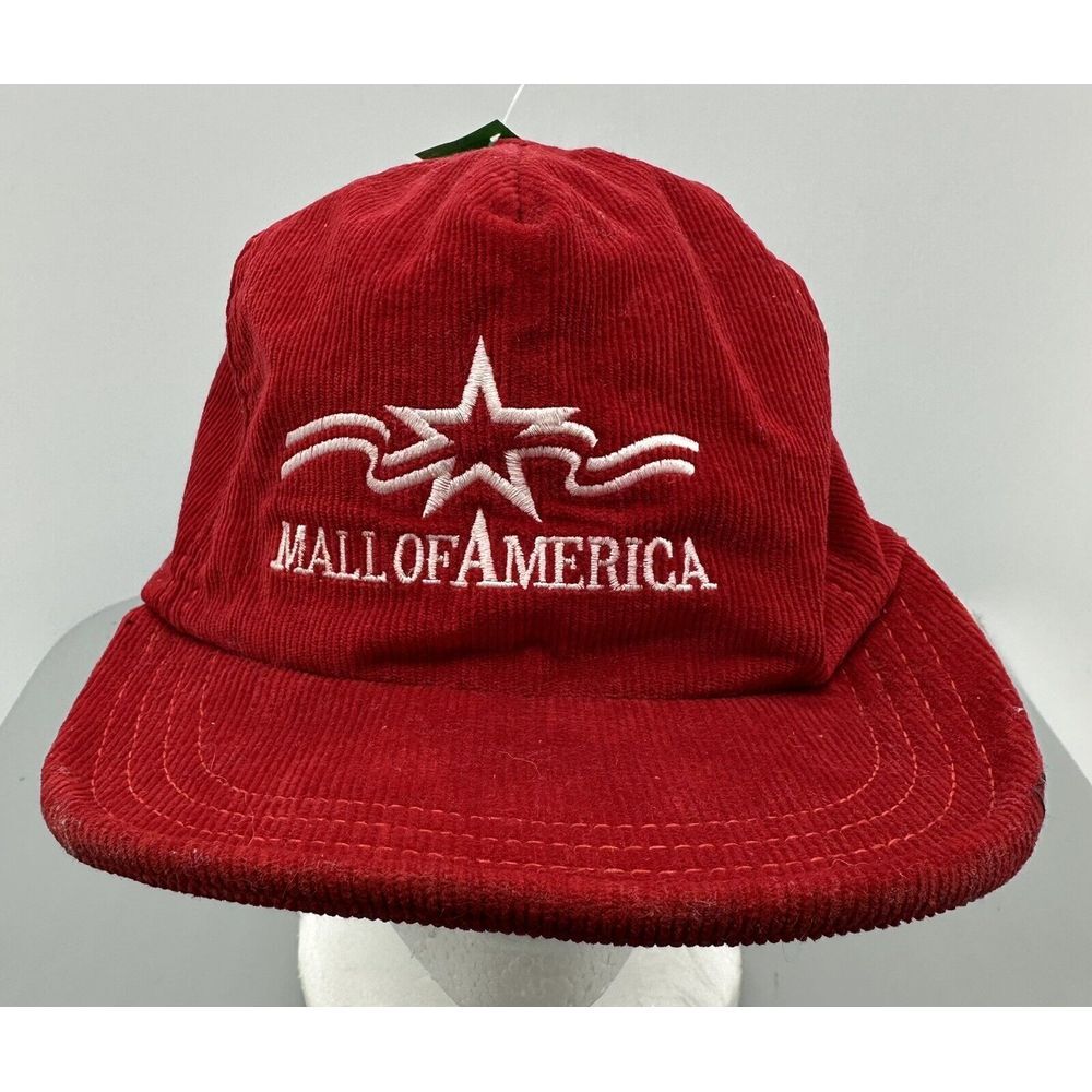 Vintage Mall Of America Snapback Hat Corduroy Adult Mens Red Trucker Made In USA
